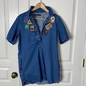 ZARA JEAN DRESS W PATCHES
